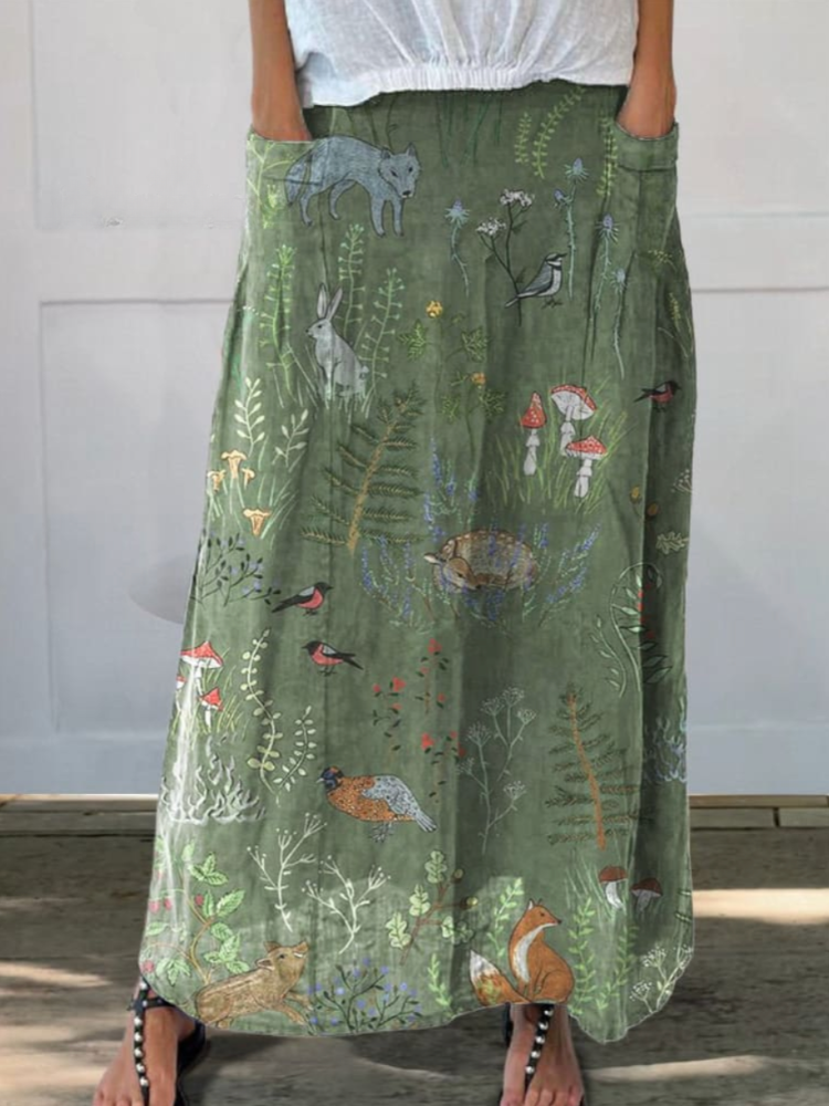 THE WOODHAVEN | PRINTED LINEN POCKET SKIRT