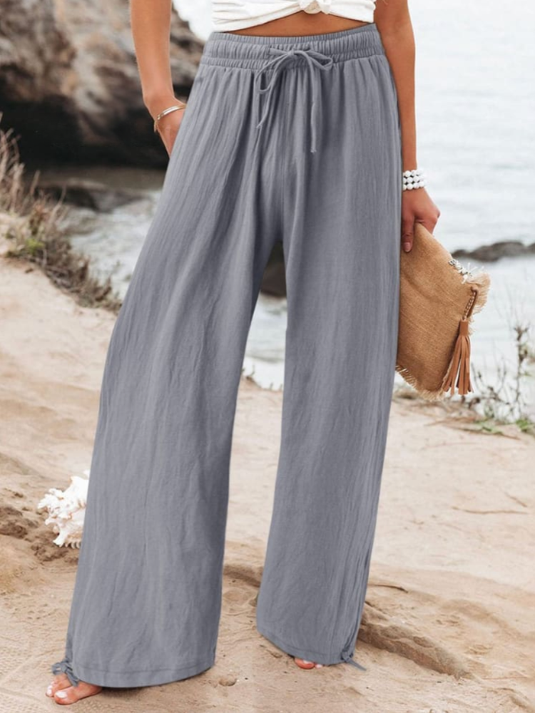 THE MAELYN | COTTON & LINEN WIDE LEG CASUAL PANTS