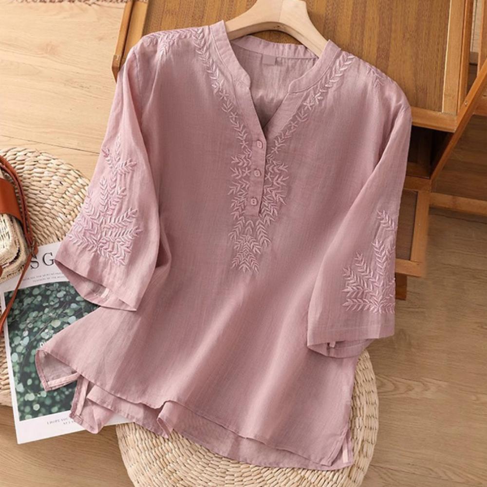 THE MAIREN | EMBROIDERED LINEN BLOUSE