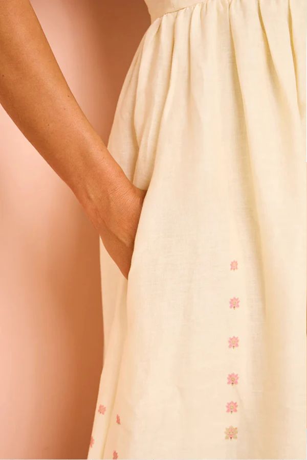 THE DAWN | LINEN BLEND POCKETED STRAP LOOSE MAXI DRESS