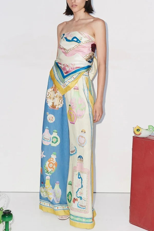 THE MIA | LINEN ELASTIC WAIST POCKET WIDE LEG PANTS