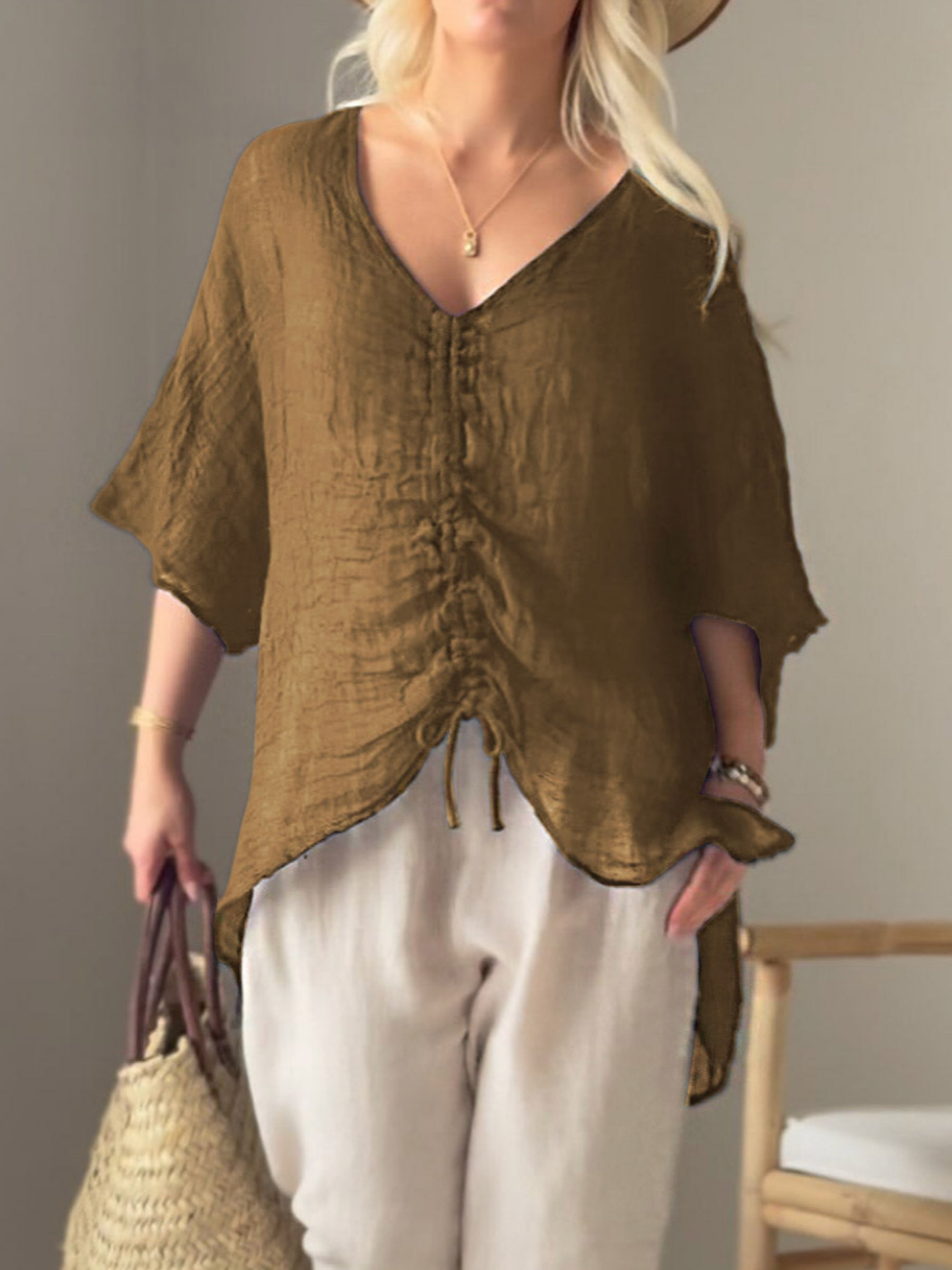 THE MARISE | DRAWSTRING COTTON BLOUSE