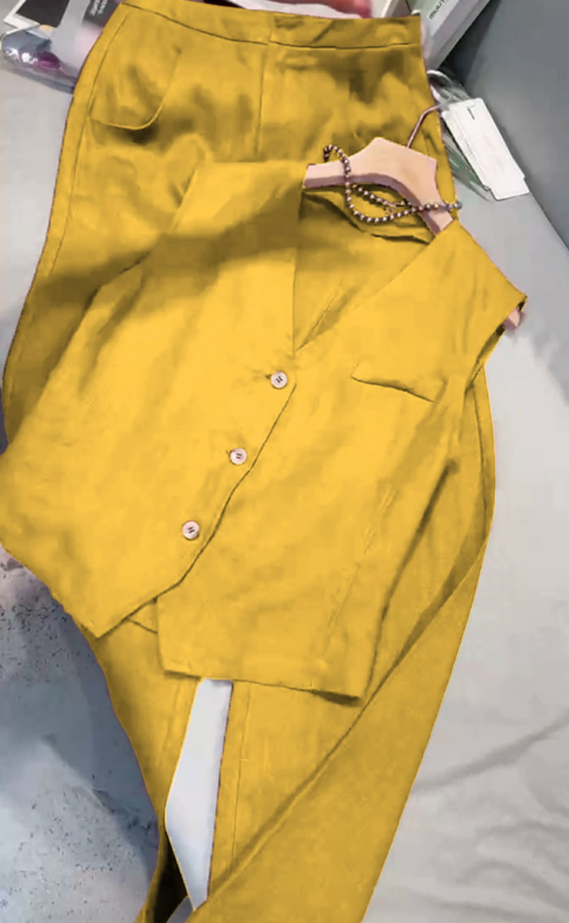 THE AURELIA | COTTON LINEN VEST & PANTS SET