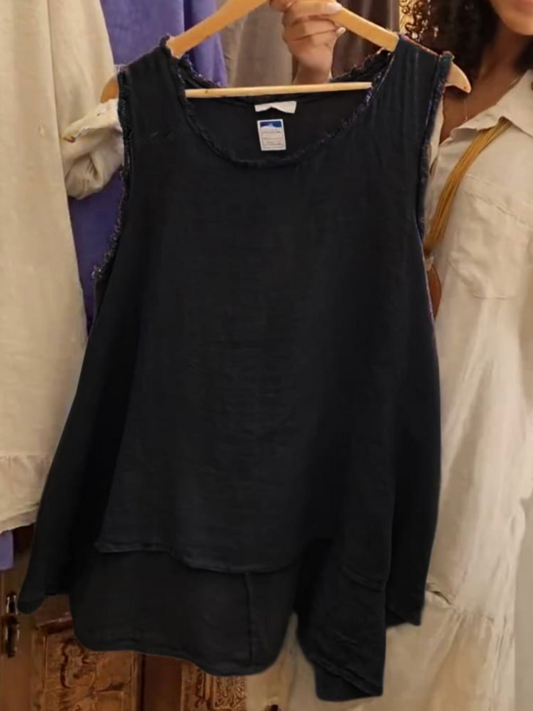 THE LIVINE | RELAXED LINEN SLEEVELESS TOP