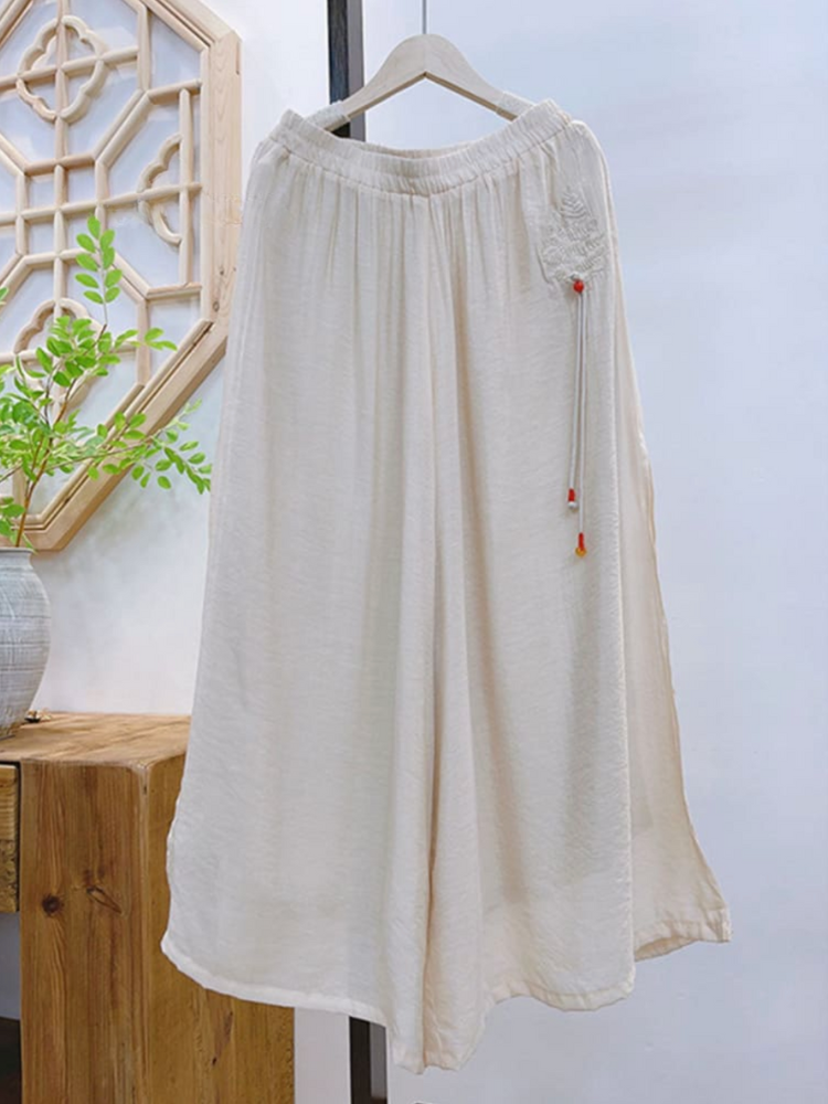 THE ELIANA | EMBROIDERED DOUBLE LAYER SLIT CULOTTES