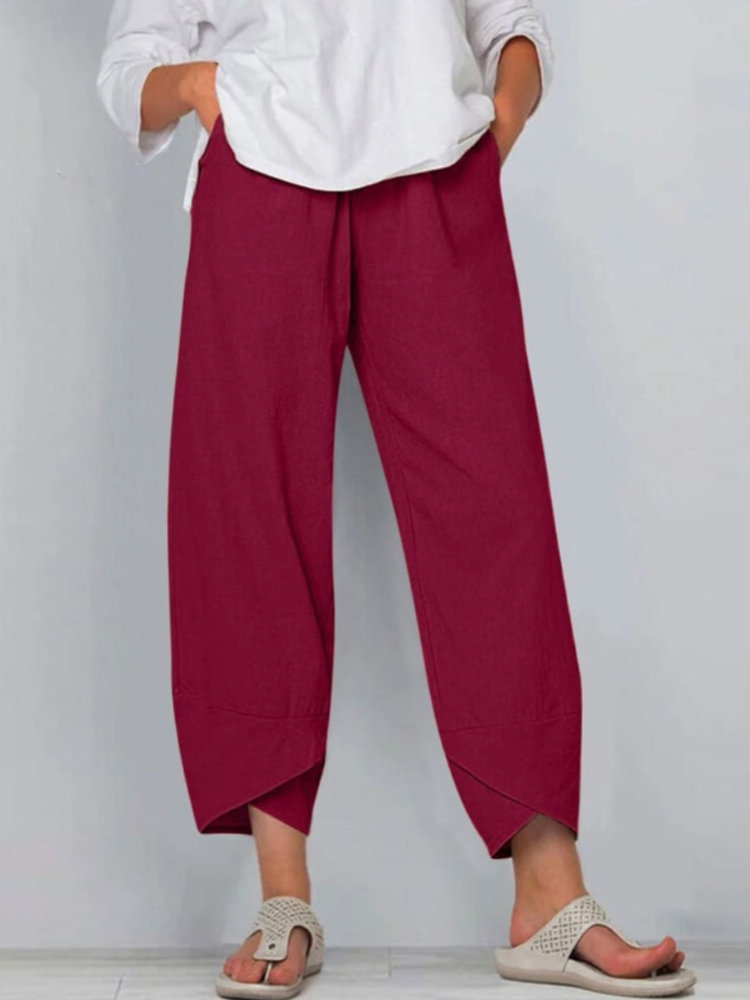 THE ELIORA PANTS | RELAXED COTTON-LINEN NINTH TROUSERS