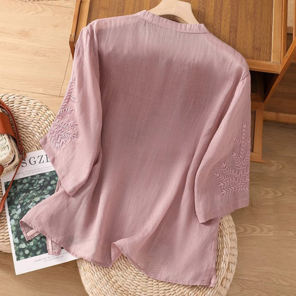 THE MAIREN | EMBROIDERED LINEN BLOUSE