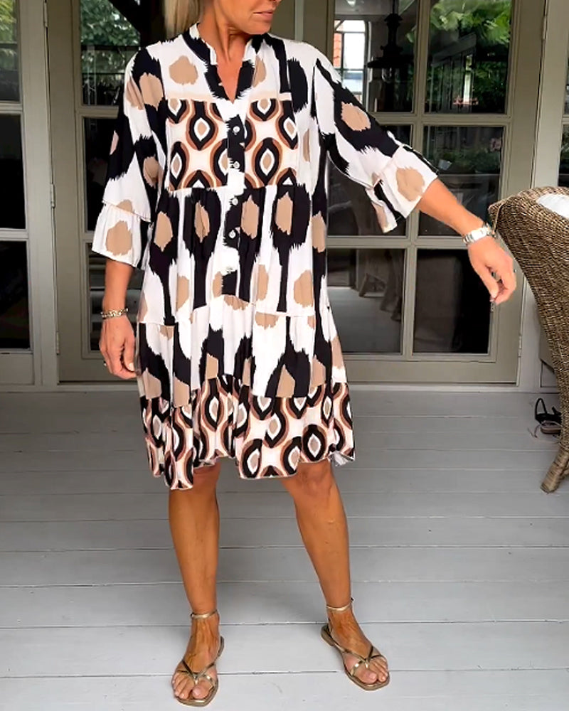 THE LIA | PRINTED 3/4 SLEEVE DRESS