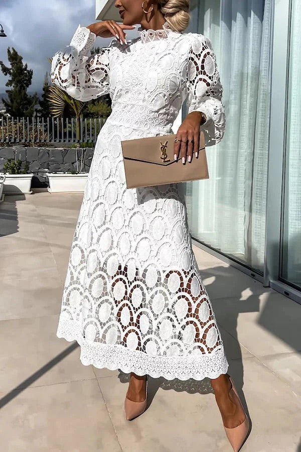 THE AMARIS | CROCHET LACE MIDI DRESS