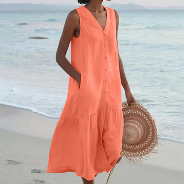 THE ELANORA | SLEEVELESS LINEN SHIRT DRESS