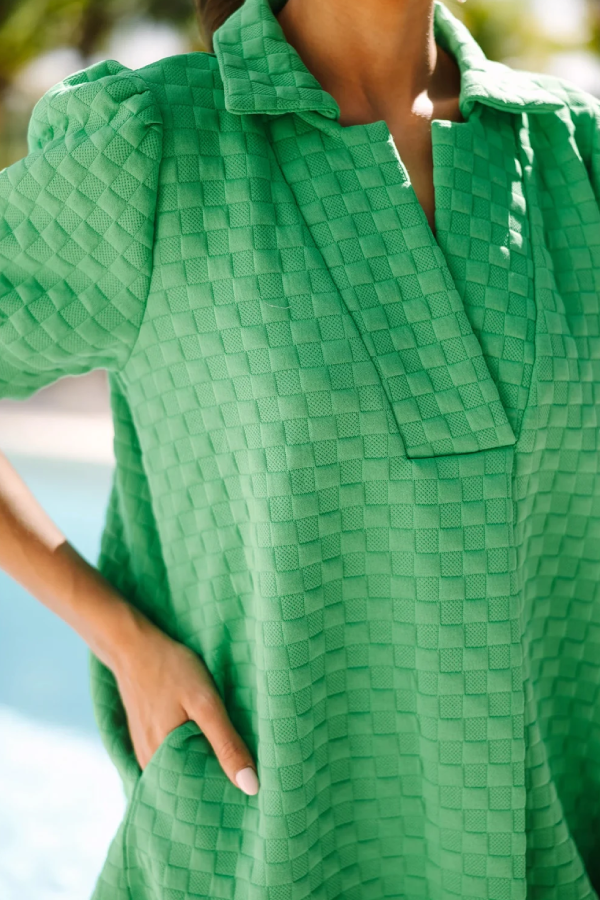 THE LAUREEN | PUFF SLEEVE POCKET SHIRT DRESS