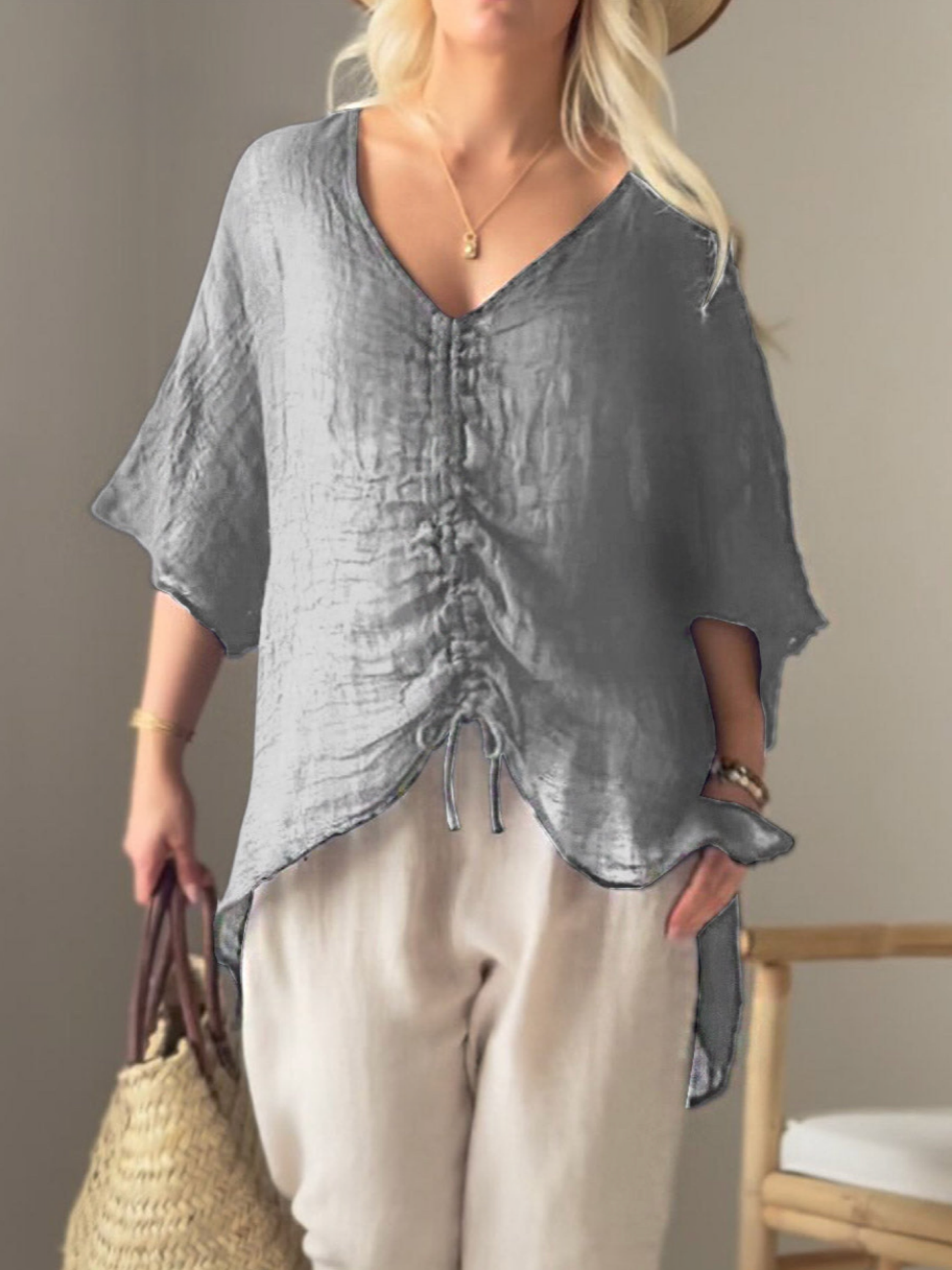 THE MARISE | DRAWSTRING COTTON BLOUSE