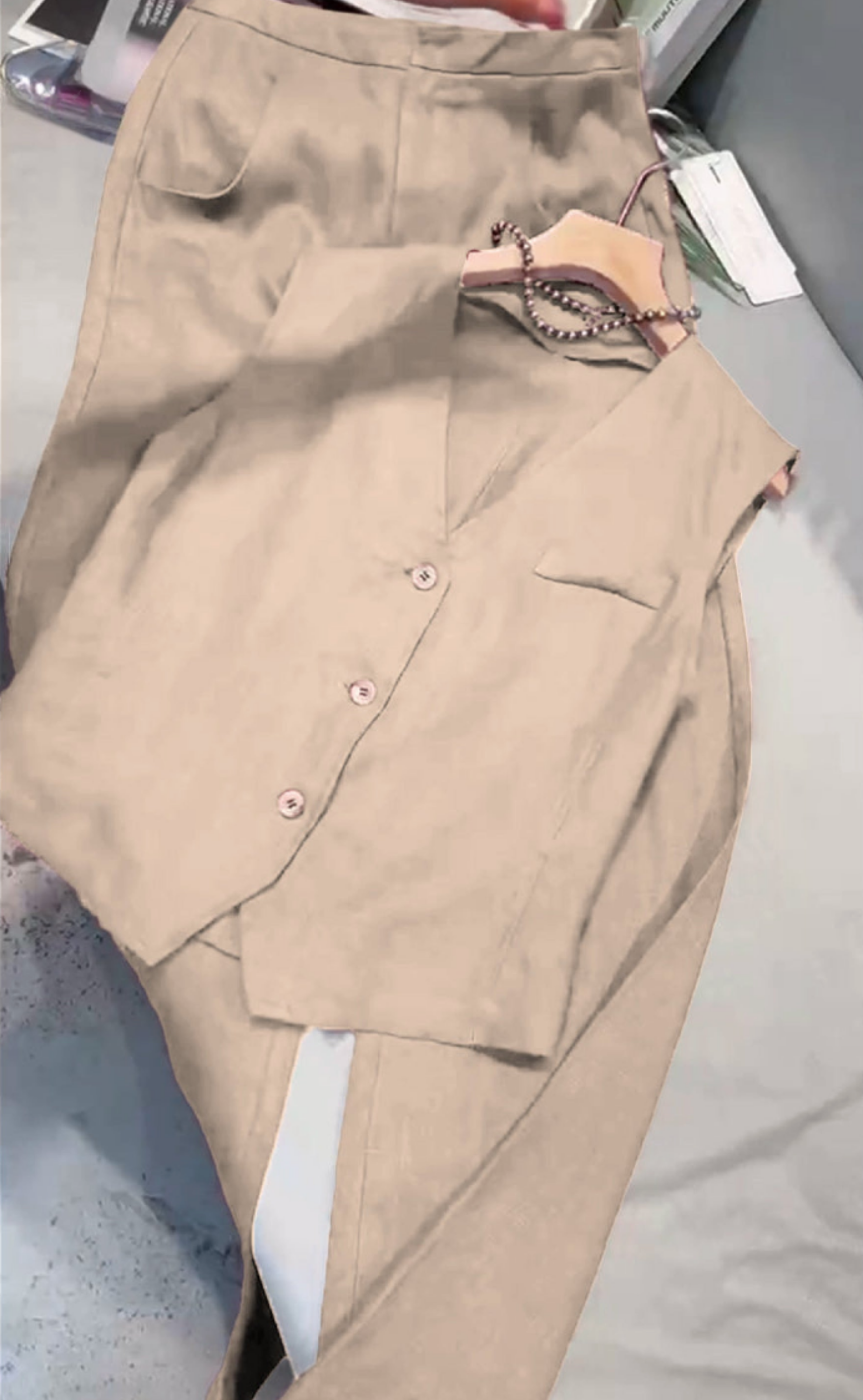 THE AURELIA | COTTON LINEN VEST & PANTS SET