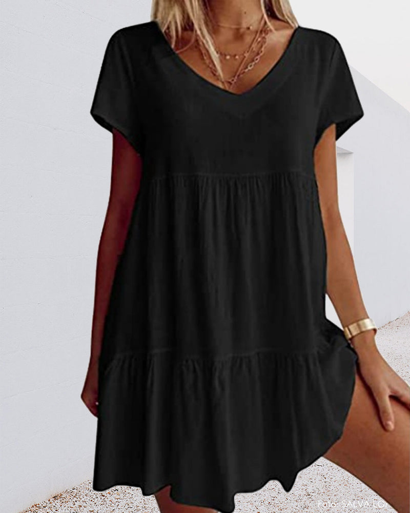 THE LIVIA | RELAXED SHORT SLEEVE COTTON DRESS