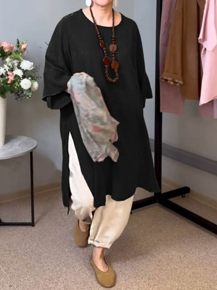 THE LUNARIA | RELAXED COTTON SPLIT-HEM TUNIC