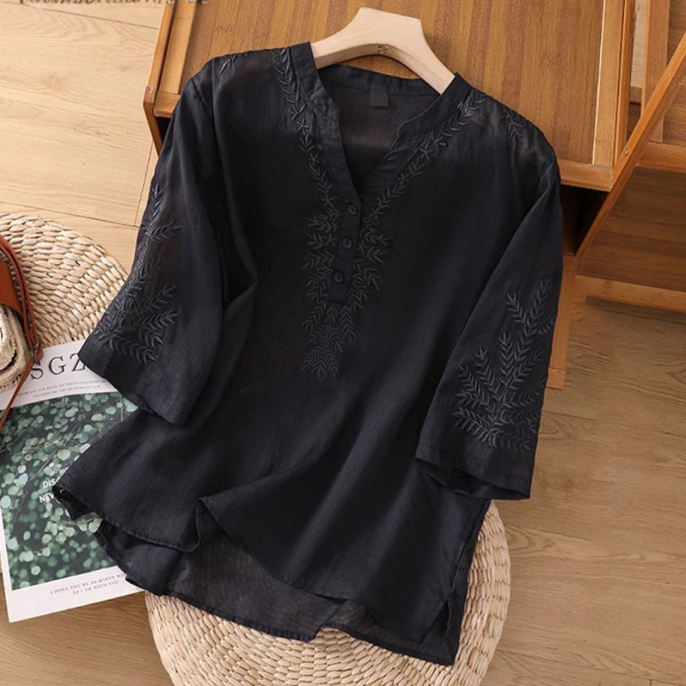 THE MAIREN | EMBROIDERED LINEN BLOUSE