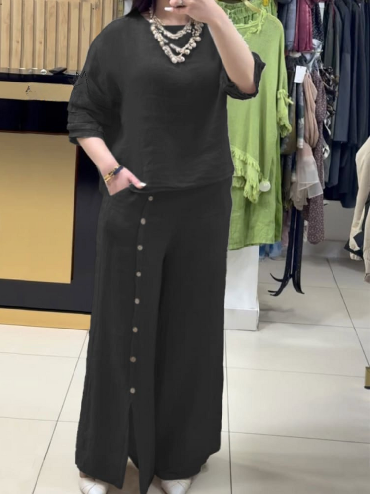 THE EMMELYN | LINEN BLEND SHIRT & PANTS SET