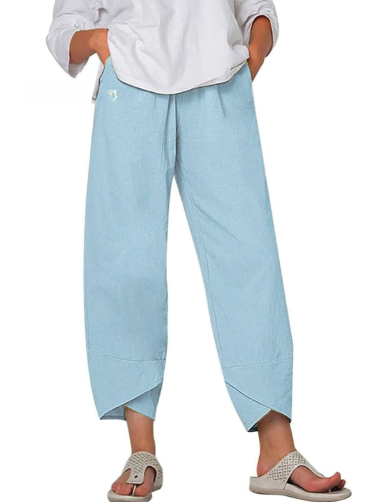 THE ELIORA PANTS | RELAXED COTTON-LINEN NINTH TROUSERS