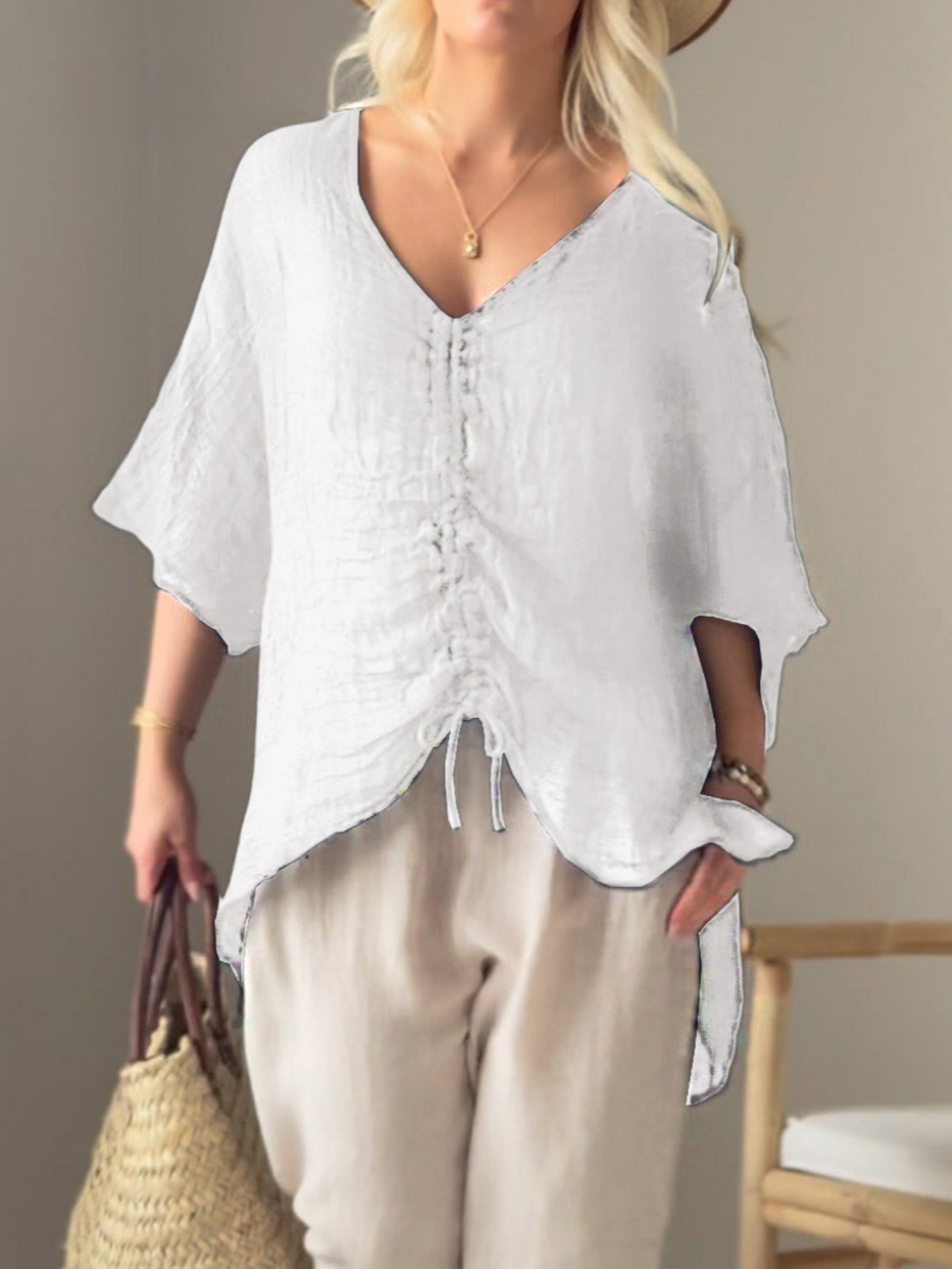 THE MARISE | DRAWSTRING COTTON BLOUSE