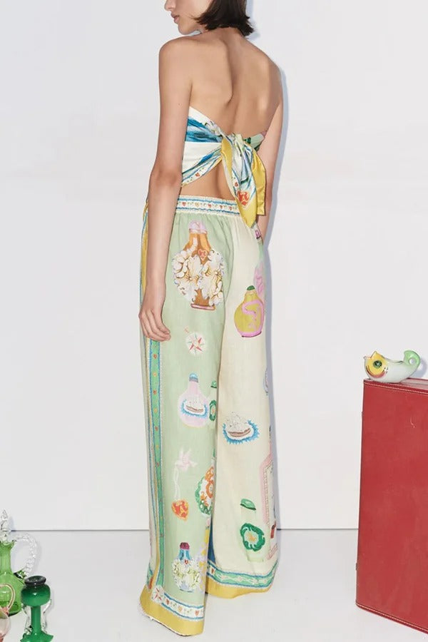 THE MIA | LINEN ELASTIC WAIST POCKET WIDE LEG PANTS
