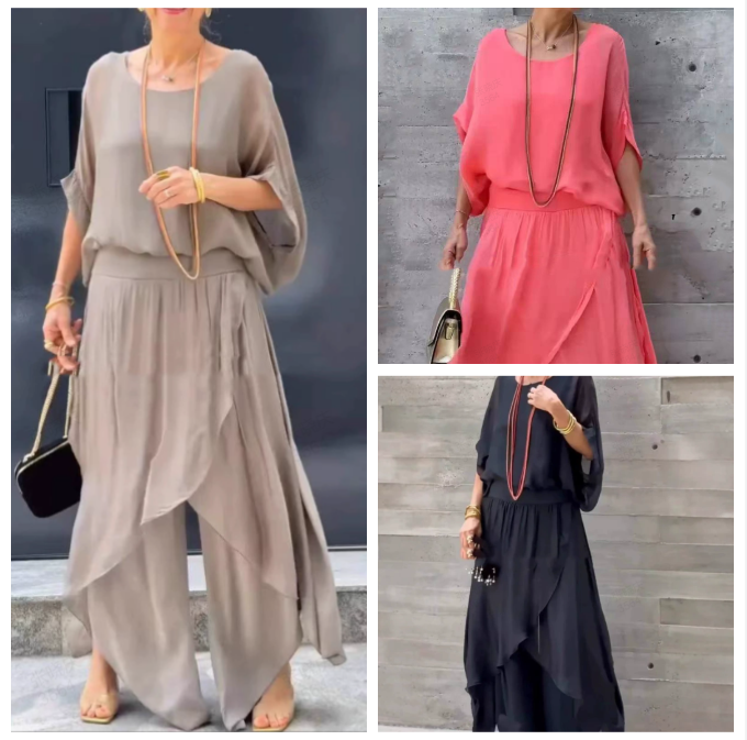 THE AVA | CHIFFON TWO-PIECE WIDE LEG SET