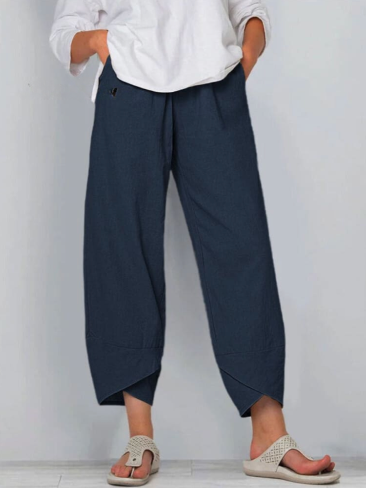 THE ELIORA PANTS | RELAXED COTTON-LINEN NINTH TROUSERS