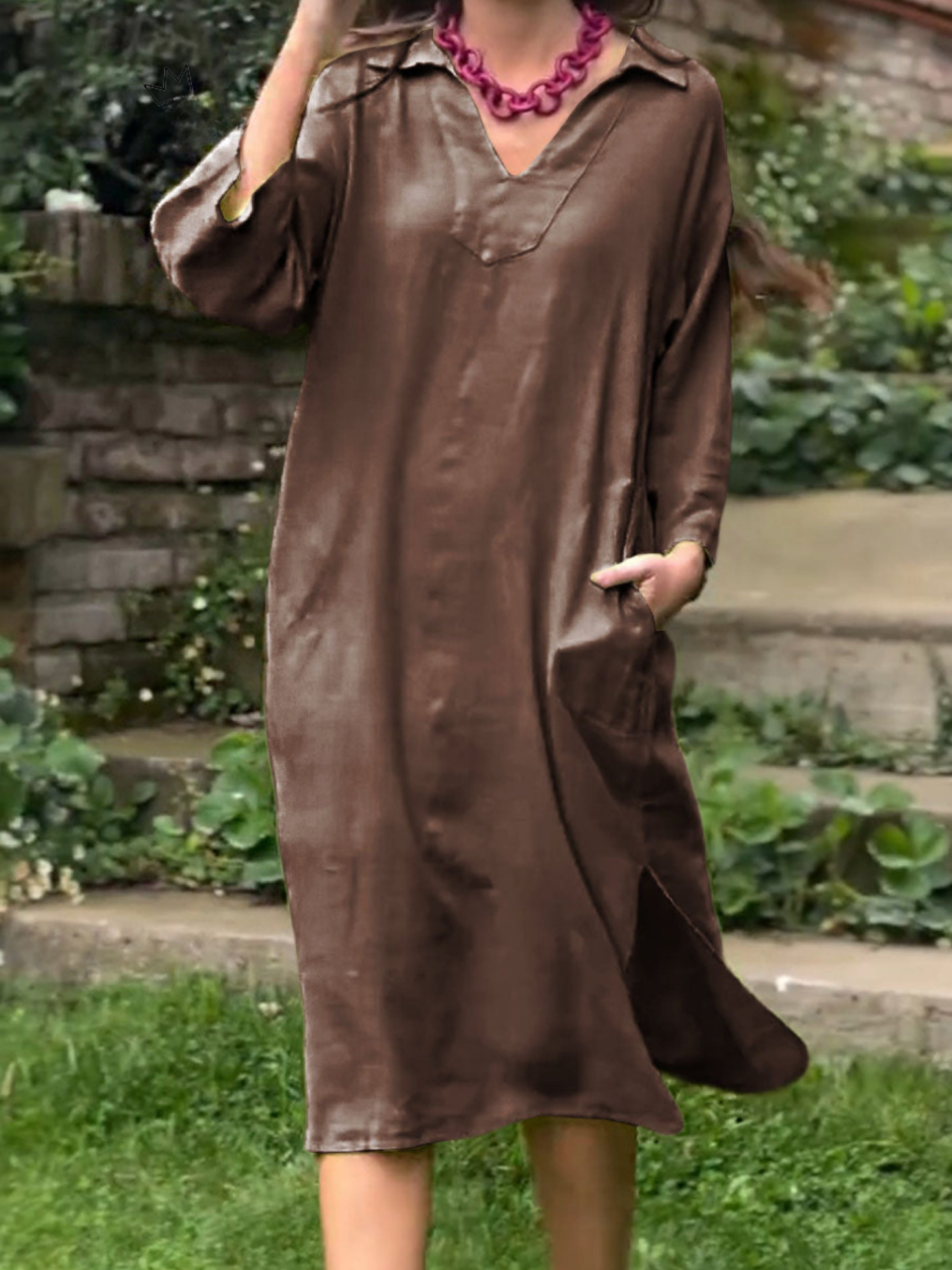 THE LOREINA | LAPEL COTTON LINEN DRESS