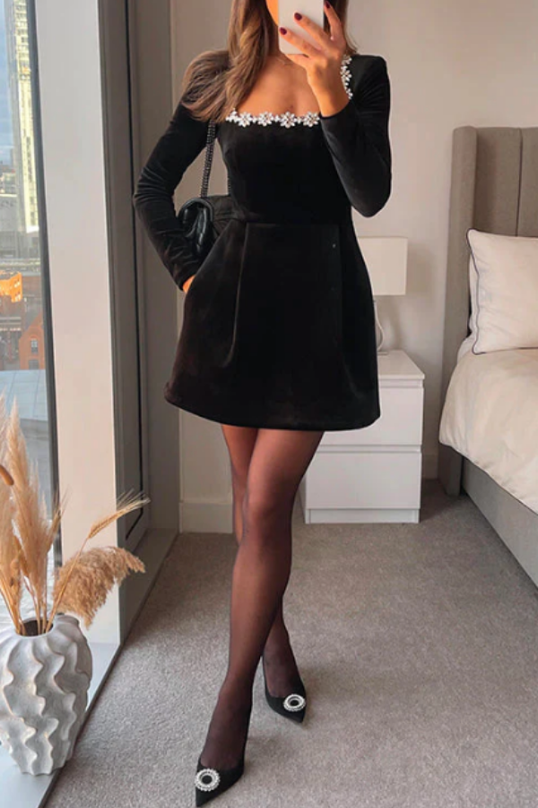 THE VIVIEN | EMBELLISHED VELVET MINI