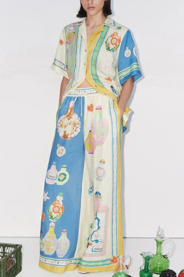 THE MIA | LINEN ELASTIC WAIST POCKET WIDE LEG PANTS
