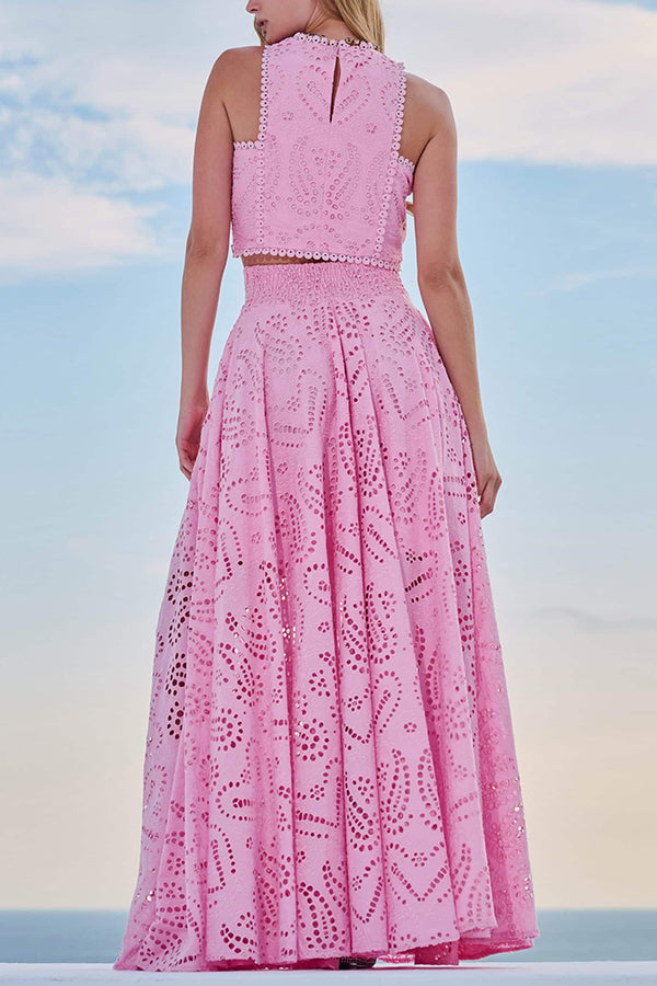 THE AURELIA | LACE CUTOUT SLIT MAXI SKIRT SET