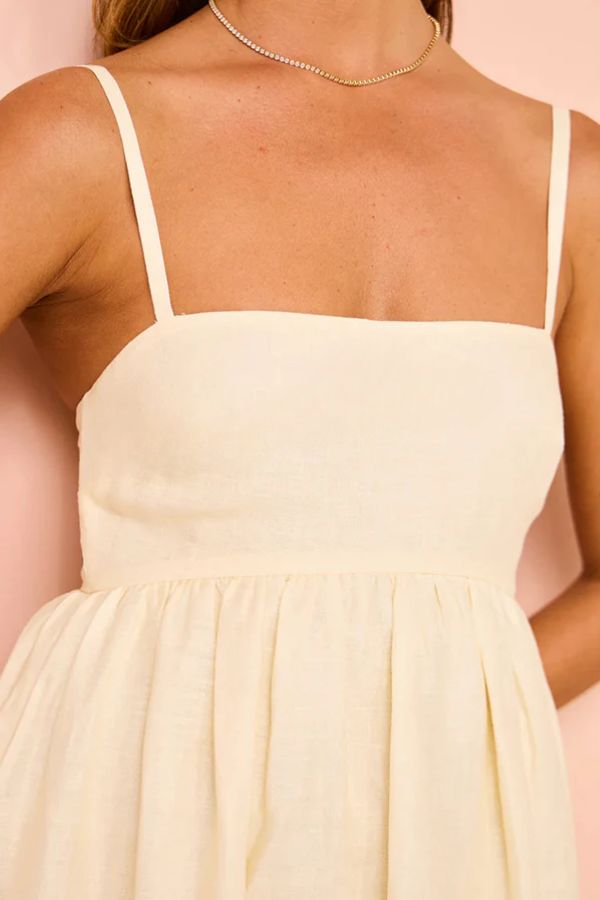 THE DAWN | LINEN BLEND POCKETED STRAP LOOSE MAXI DRESS
