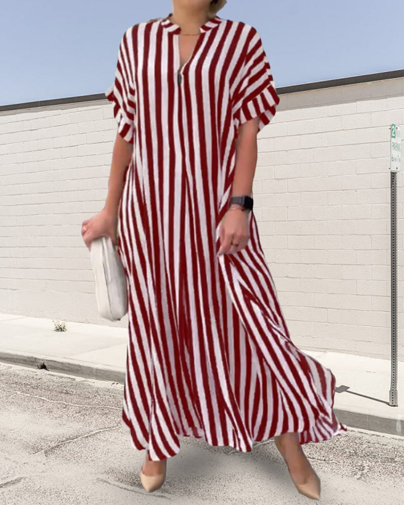 SIENA | STRIPED V-NECK SHIRT DRESS