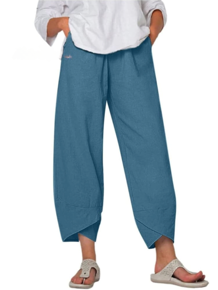 THE ELIORA PANTS | RELAXED COTTON-LINEN NINTH TROUSERS
