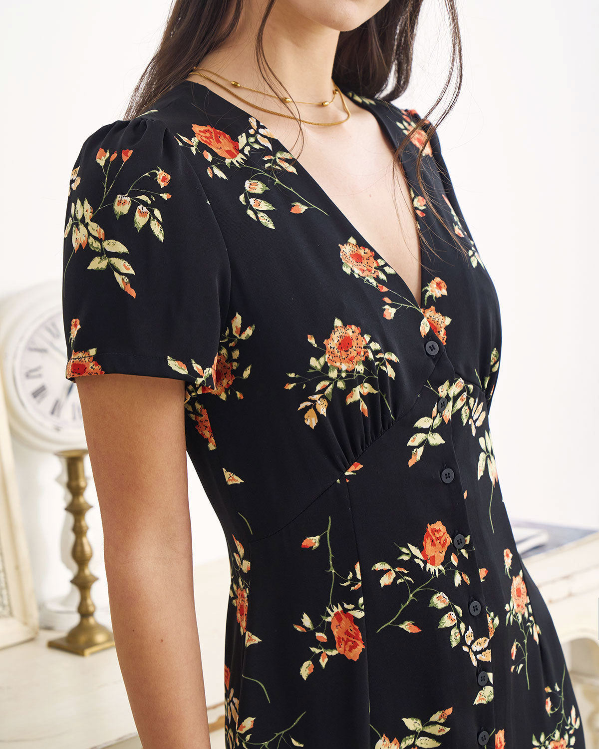 THE LILITH | FLORAL V-NECK MAXI DRESS