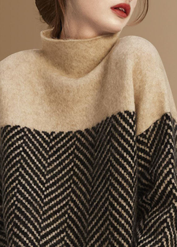 THE YURENA | PATCHWORK KNIT TURTLENECK SWEATER