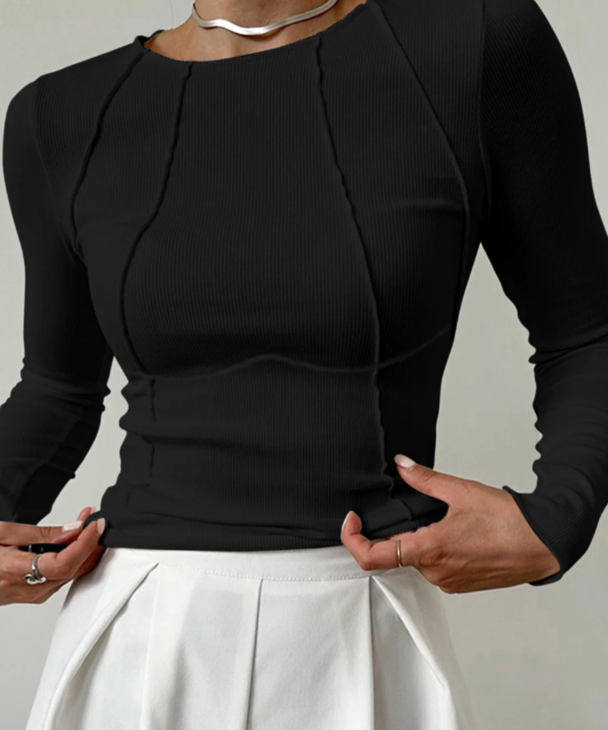 THE HARPER | PIPING LONGE SLEEVE TOP