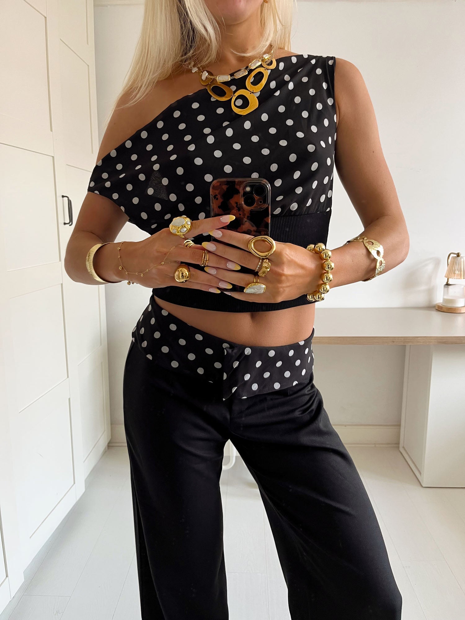 THE ELLA | MONOCHROME POLKA DOT TOP