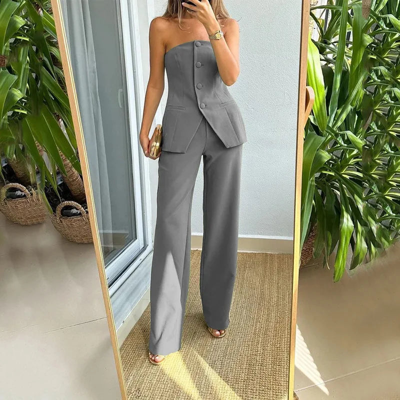 THE BRIA | STRAPLESS BUTTONED TWO-PIECE ENSEMBLE