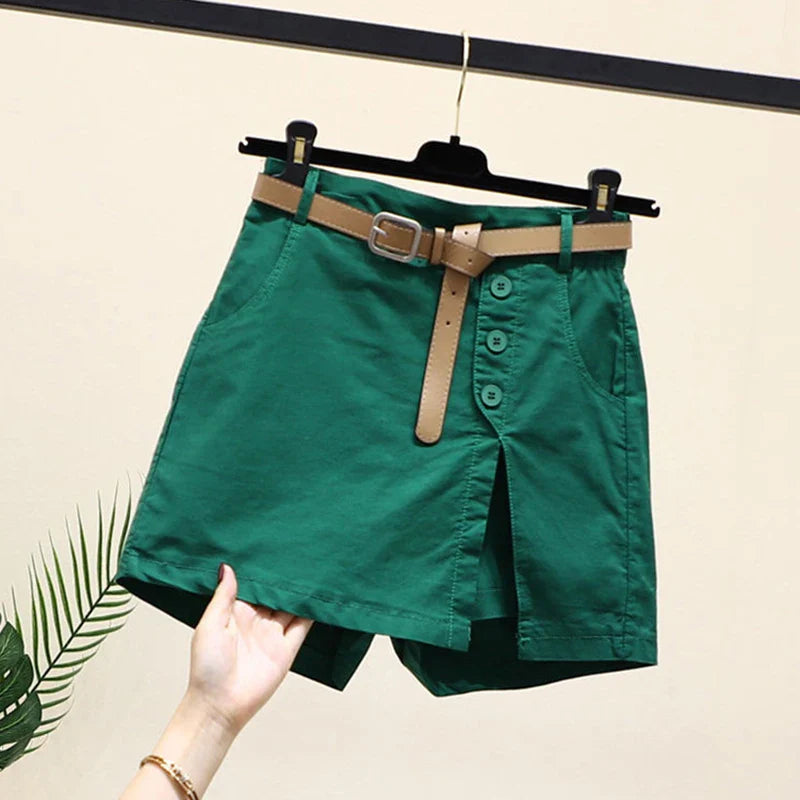 THE ARLETTE | LOOSE BELTED SKORT PANTS