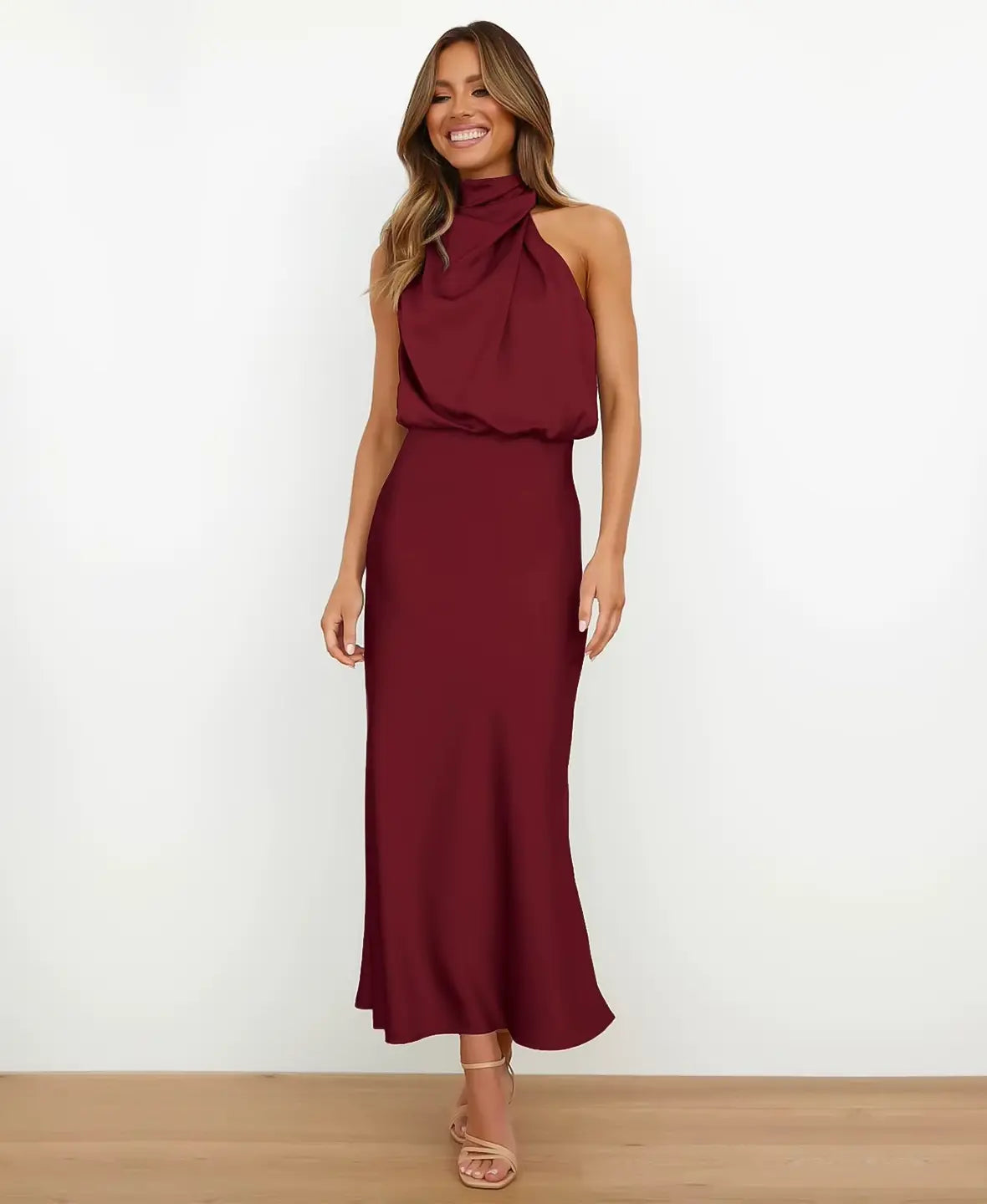 THE SOLÈNE | ELEGANT HIGH-WAIST MIDI DRESS