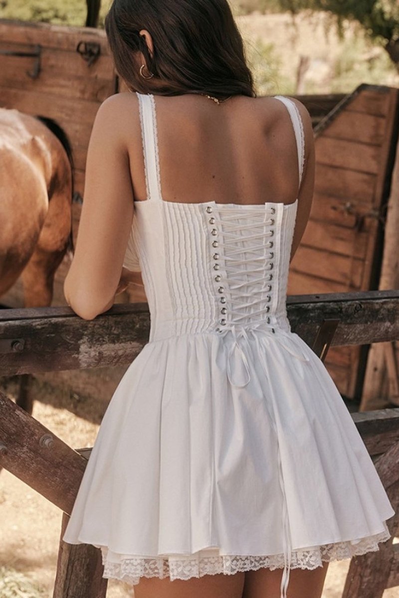 THE AGNES | LACES CORSET MINI PUFF DRESS
