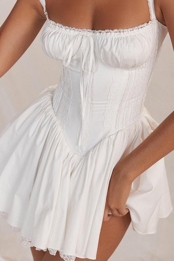 THE AGNES | LACES CORSET MINI PUFF DRESS