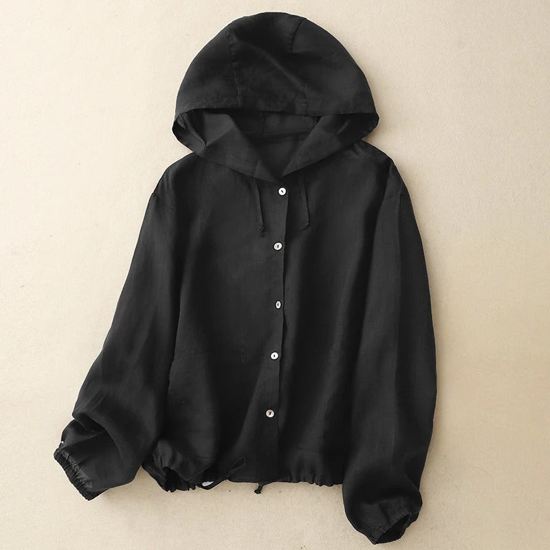 THE AYLA | LINEN HOODED TOP