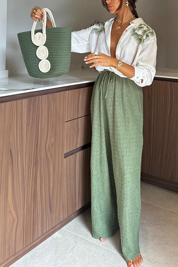 THE WENDY | LINEN LOOSE BLOUSE AND ELASTIC WAIST PANTS SET