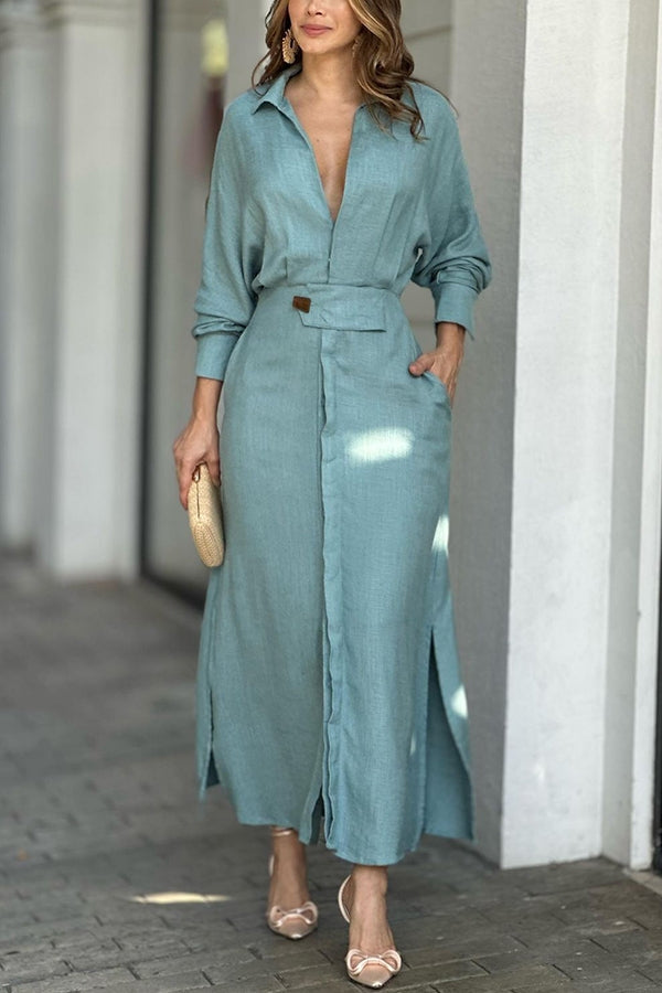 THE MAEVE | POCKETED LINEN SHIRT DRESS