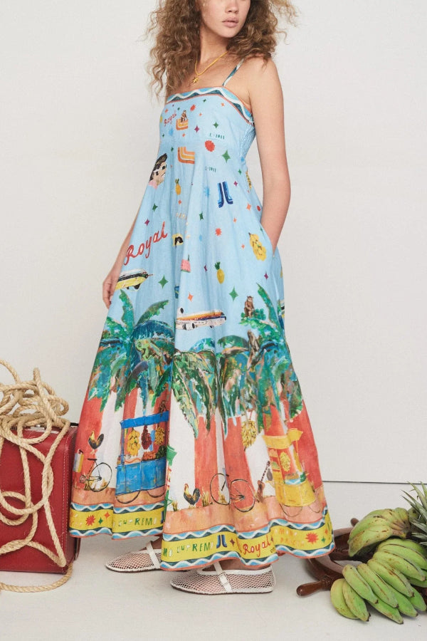 THE CONNIE | LINEN SMOCKED BACK POCKETED MIDI DRESS