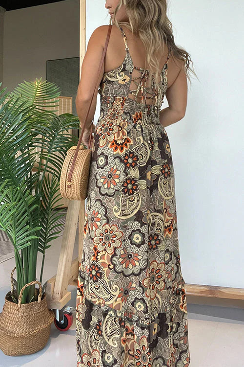 THE LYNN | LACE-UP SLIT MAXI CAMI DRESS