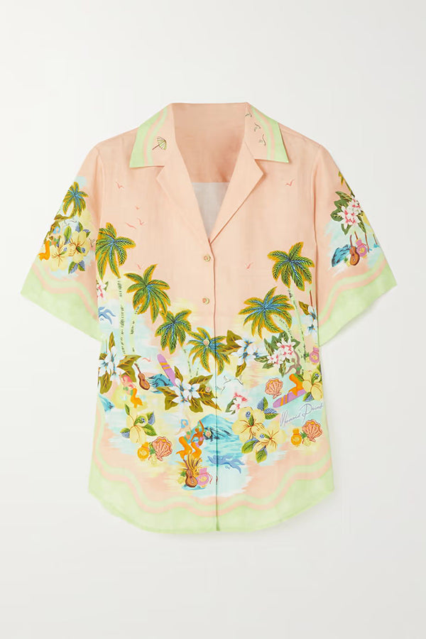THE LILY | LINEN BLOUSE AND ELASTIC WAIST POCKETED SHORTS SET