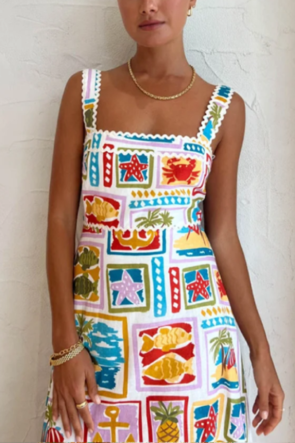 THE NINA | WAVY EDGE SLING MAXI DRESS