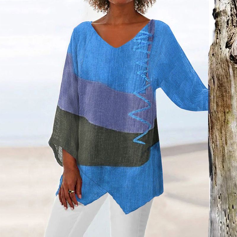 THE HELENE | V-NECK COLOUR BLOCK TOP